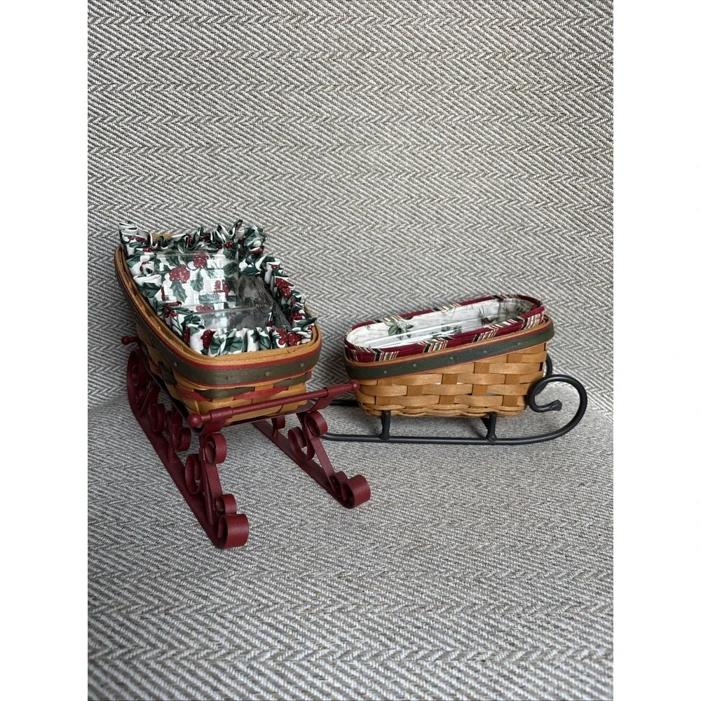 Longaberger Sleigh Baskets Set of 2 Wrought Iron Runners Holidays Christmas